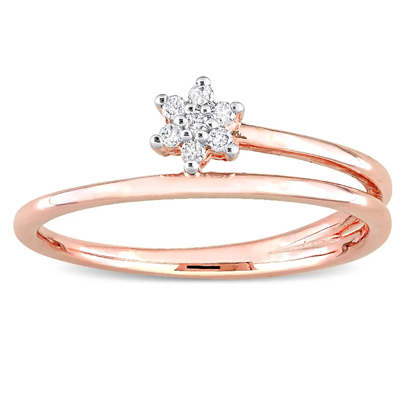 Miadora Diamond Accent Floral Wrap Promise Ring in Rose Plated Sterling Silver