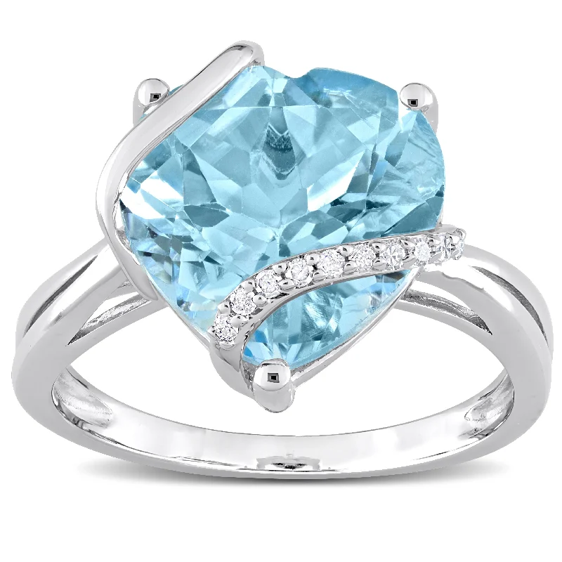 Miadora Heart-cut Sky Blue Topaz & Diamond Accent Swirl Cocktail Ring in Sterling Silver