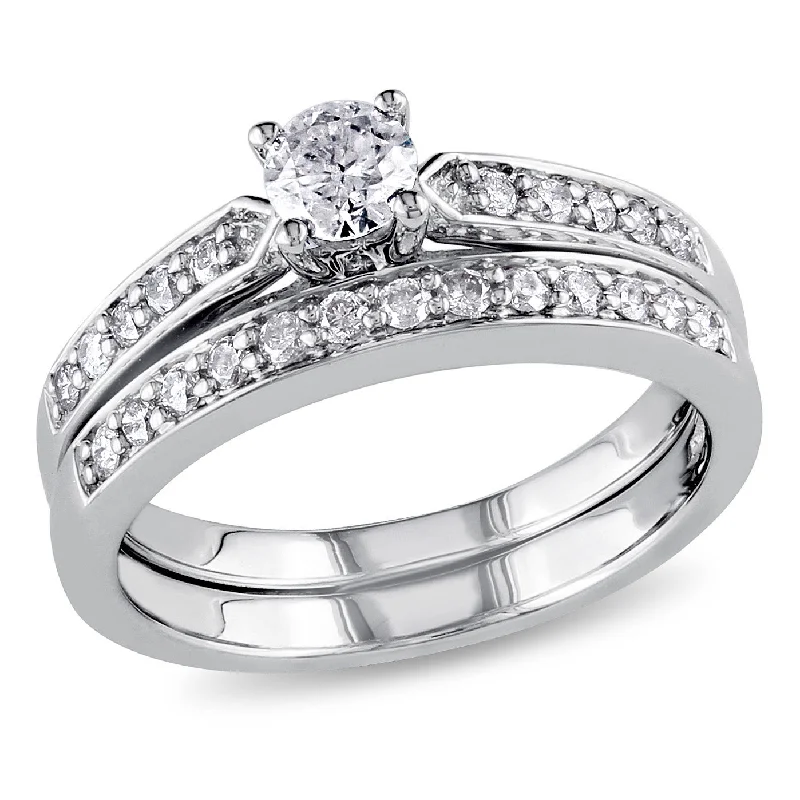 Mimi & Max 1/2ct TW Diamond Channel Set Bridal Set in Sterling Silver