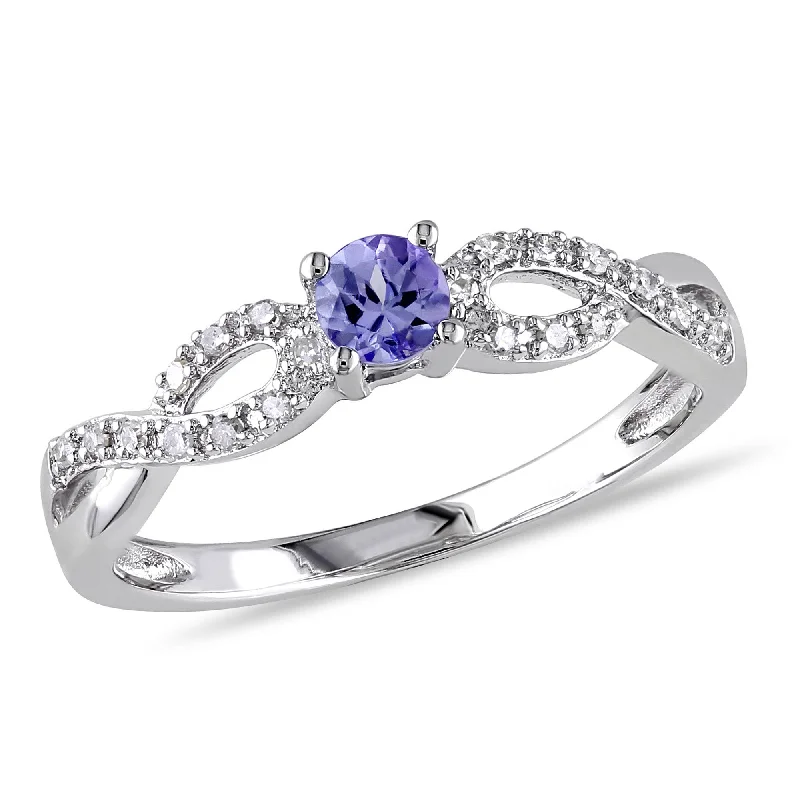 Mimi & Max 1/6ct TGW Tanzanite and 1/10ct TW Diamond Infinity Ring in Sterling Silver