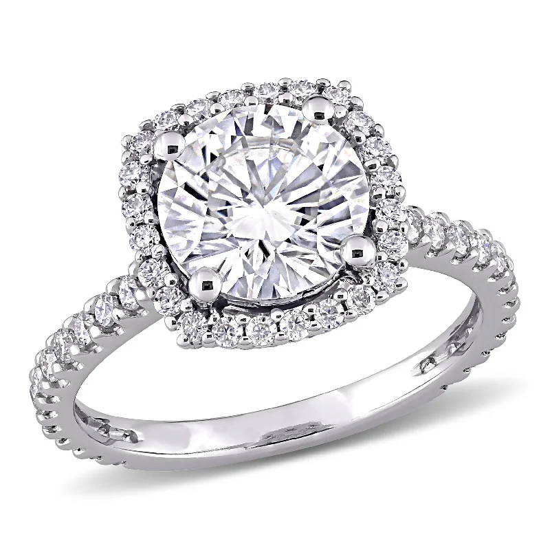 Mimi & Max 2 1/2ct DEW Created Moissanite Halo Engagement Ring in 10k White Gold