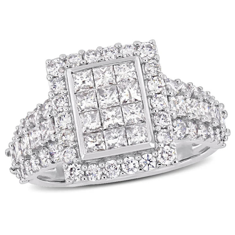 Mimi & Max 2ct TW Princess and Round-Cut Diamond Cluster Square Engagement Ring in 14k White Gold