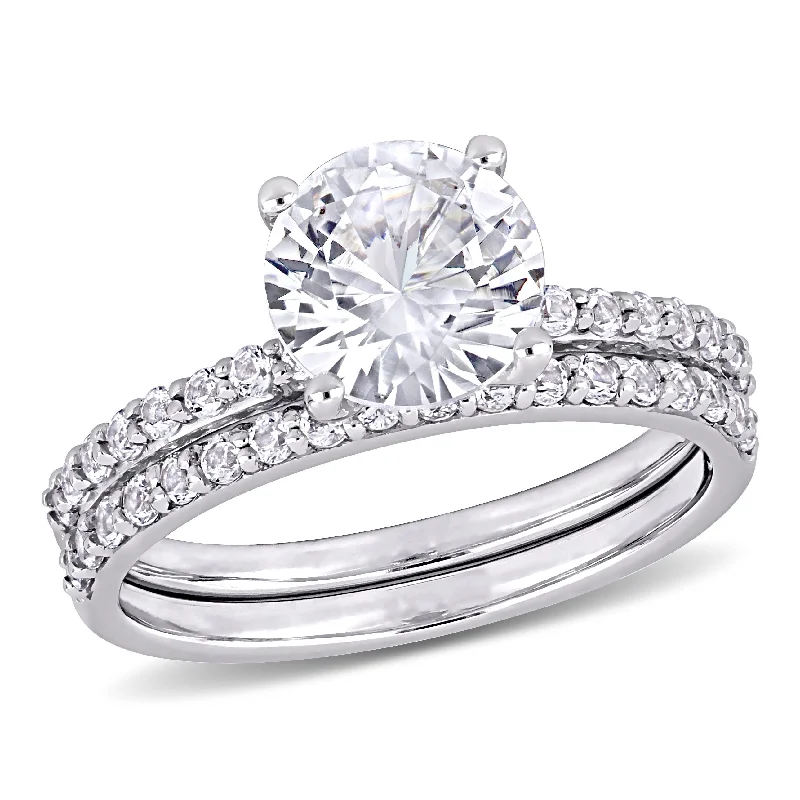 Mimi & Max 3 1/10ct TGW Created White Sapphire Bridal Ring Set in 10k White Gold