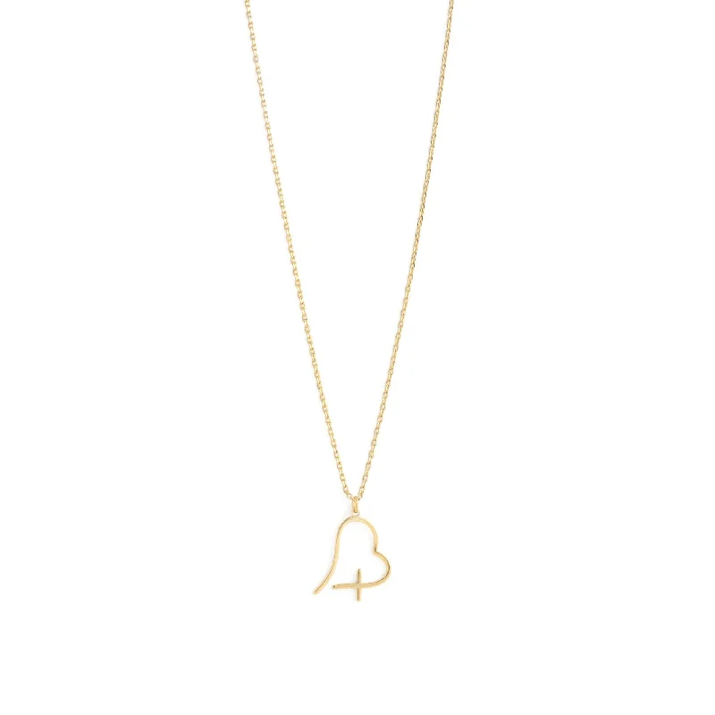 Gold Heart Sideways Cross Necklace