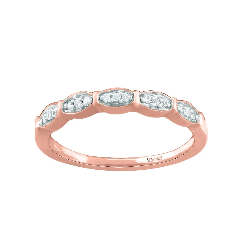 Rose Gold Over Sterling Silver with Natural White Diamond Band Ring