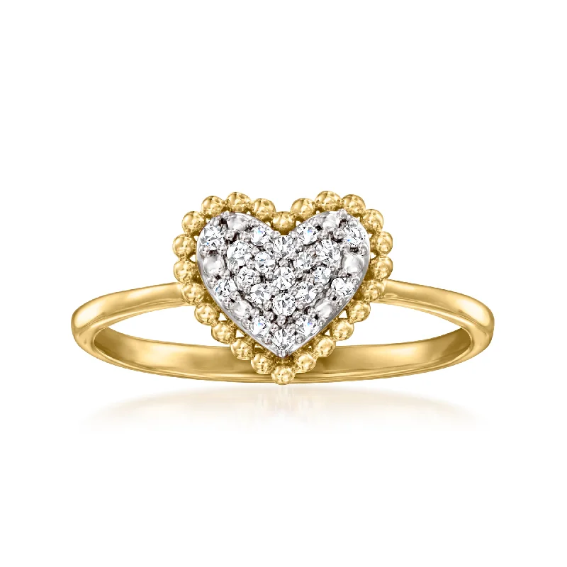 Ross-Simons Pave Diamond Heart Ring in 18kt Gold Over Sterling