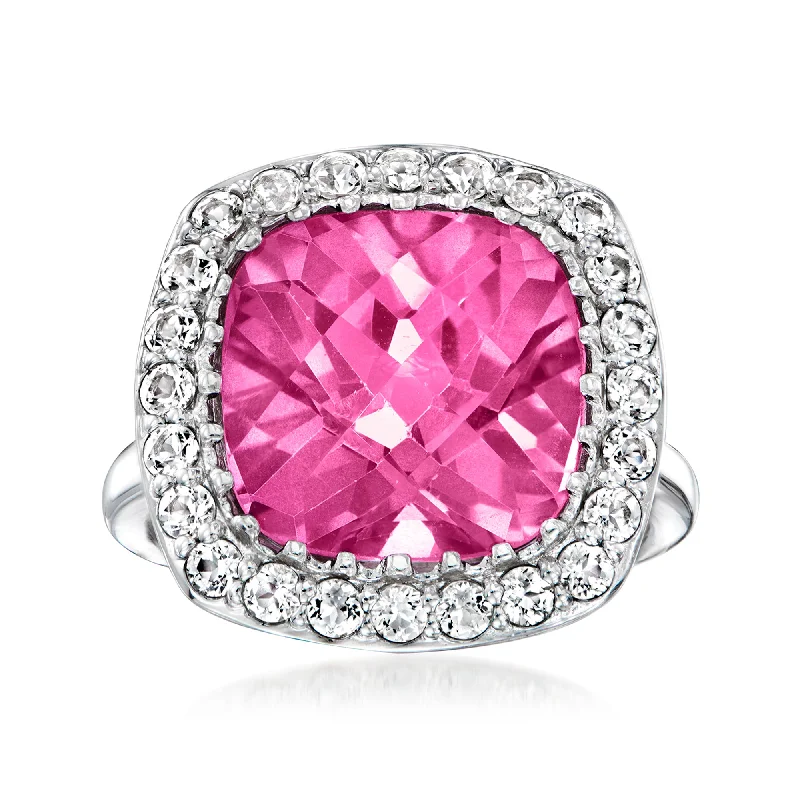 Ross-Simons Pink Topaz and . White Topaz Ring in Sterling Silver