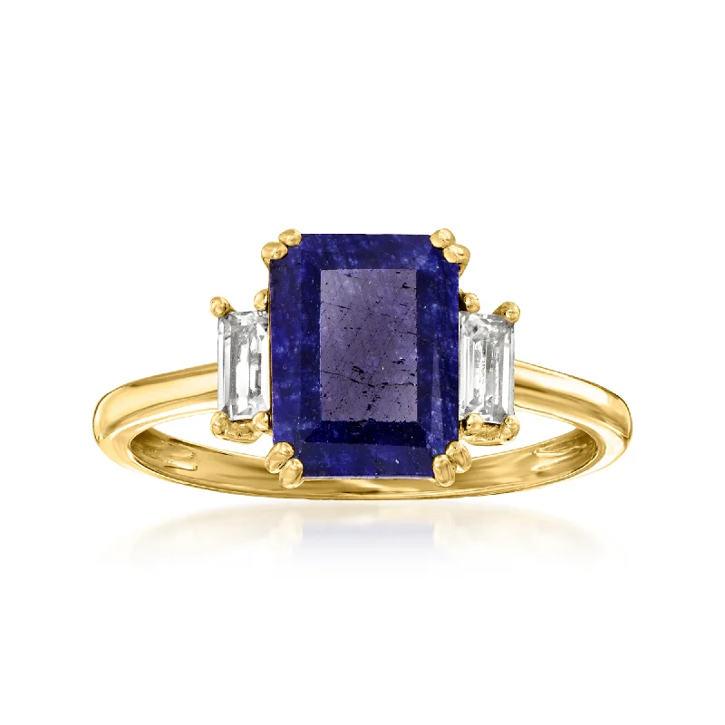 Ross-Simons Sapphire Ring With . White Topaz in 18kt Gold Over Sterling