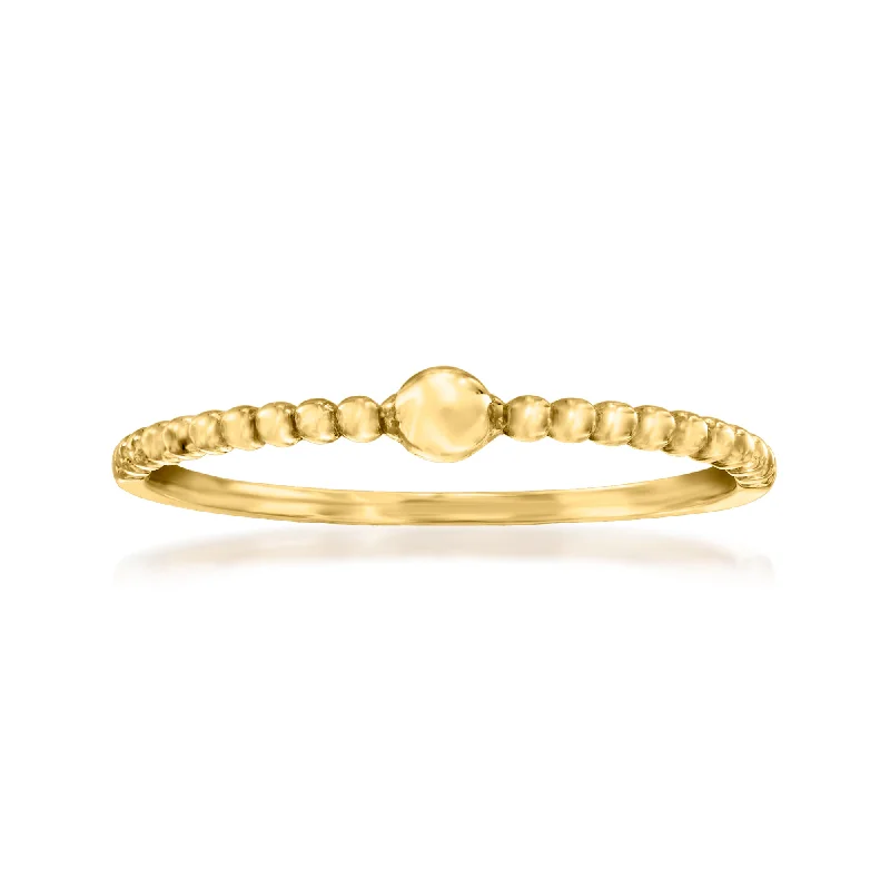 RS Pure by Ross-Simons 14kt Yellow Gold Beaded Ring With Ball