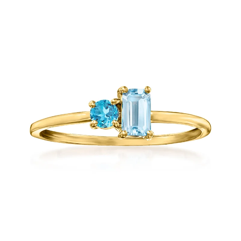 RS Pure by Ross-Simons London and Sky Blue Topaz Ring in 14kt Yellow Gold