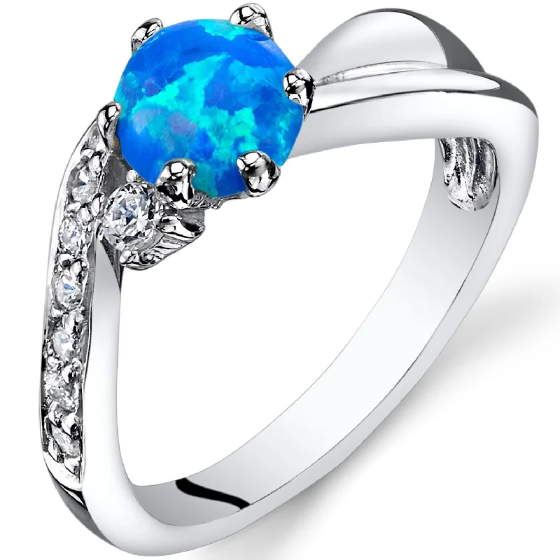 Sterling Silver 0.5 ct Blue Opal Ring