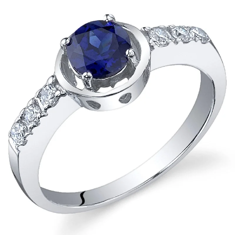 Sterling Silver 0.75 ct Created Sapphire Birthstone Ring