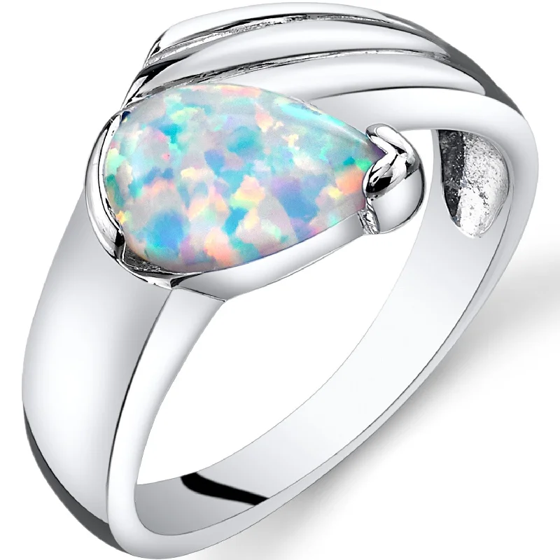 Sterling Silver 0.75 ct White Opal Ring