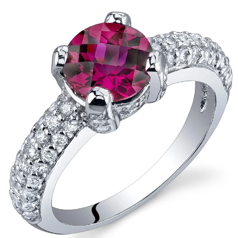 Sterling Silver 1.75 ct Created Ruby Birthstone Ring