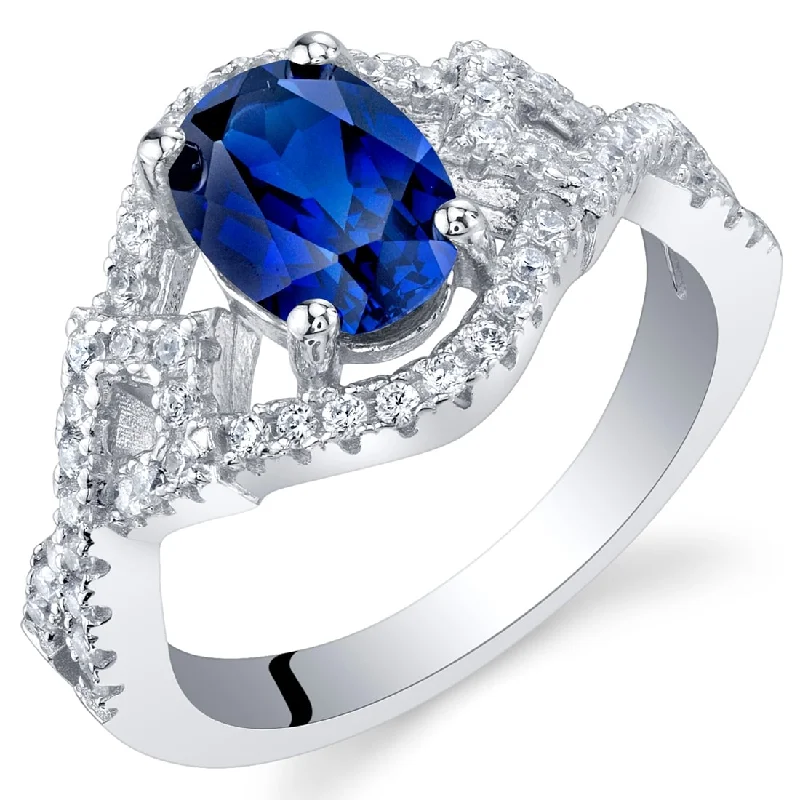 Sterling Silver 1.75 ct Created Sapphire Birthstone Ring