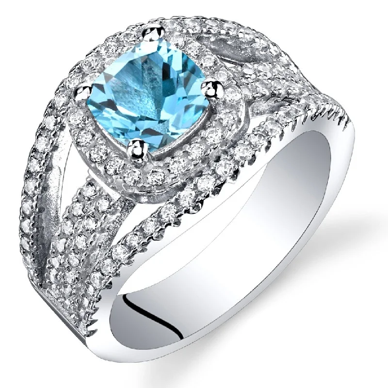 Sterling Silver 1 ct Swiss Blue Topaz Birthstone Ring