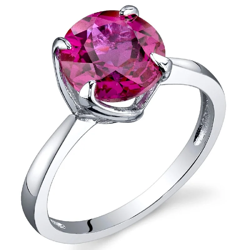 Sterling Silver 2.25 ct Created Ruby Birthstone Ring