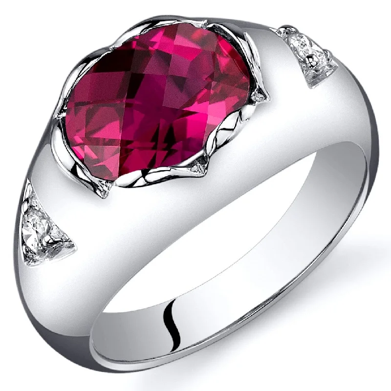 Sterling Silver 2.5 ct Created Ruby Birthstone Ring