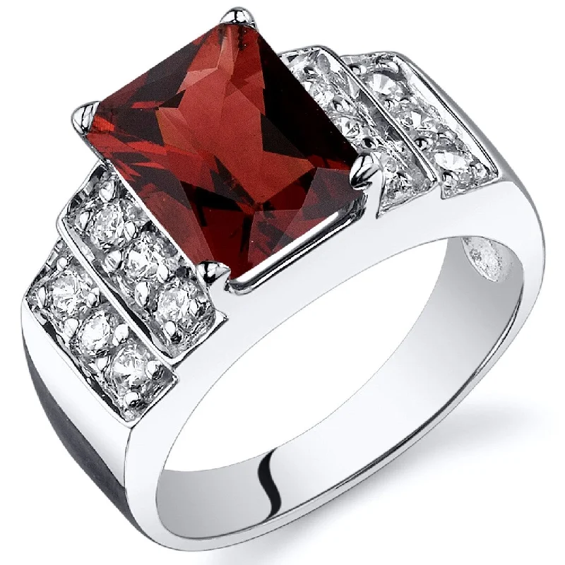 Sterling Silver 2.75 ct Garnet Birthstone Ring