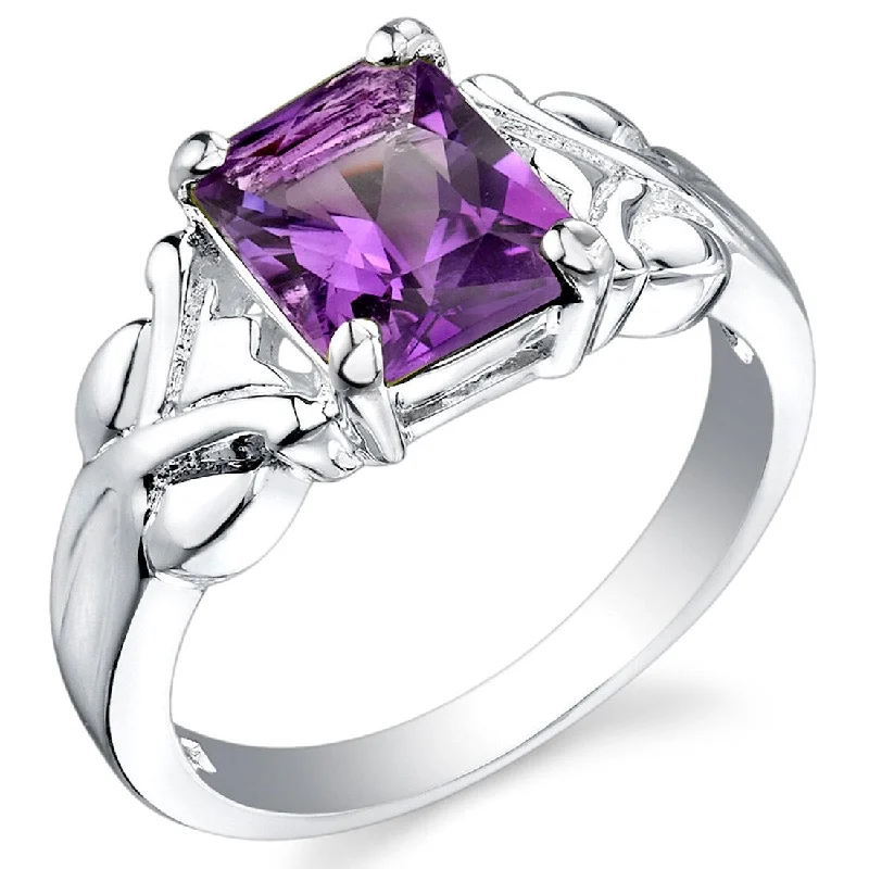 Sterling Silver 2 ct Amethyst Solitaire Ring