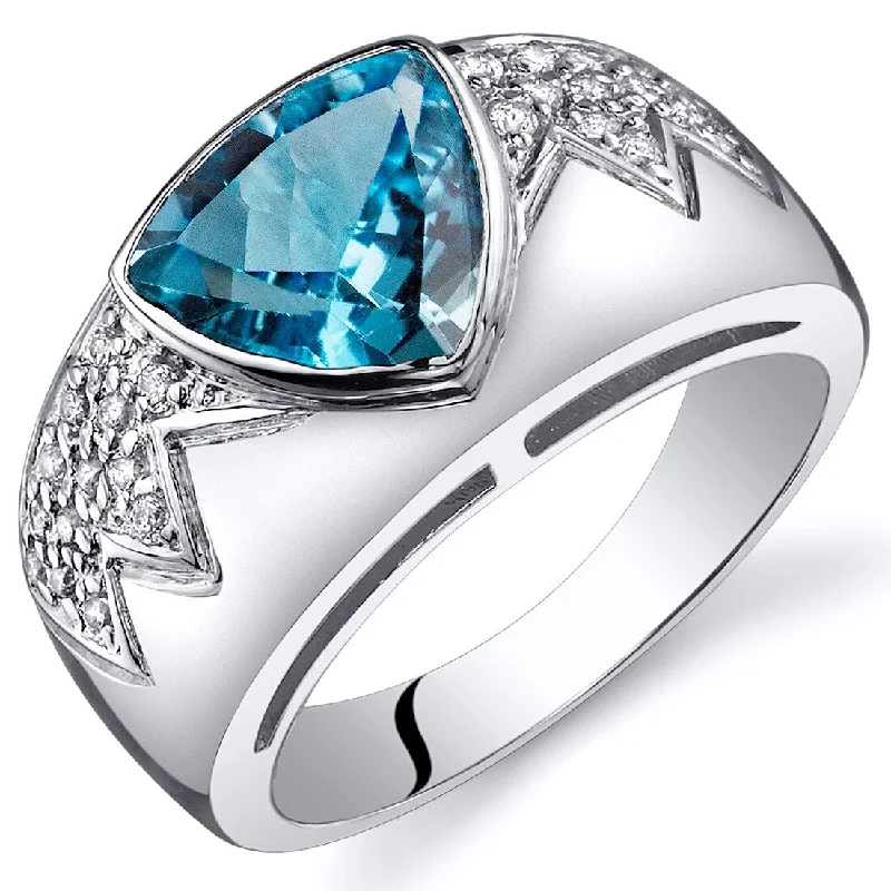 Sterling Silver 2 ct Swiss Blue Topaz Birthstone Ring