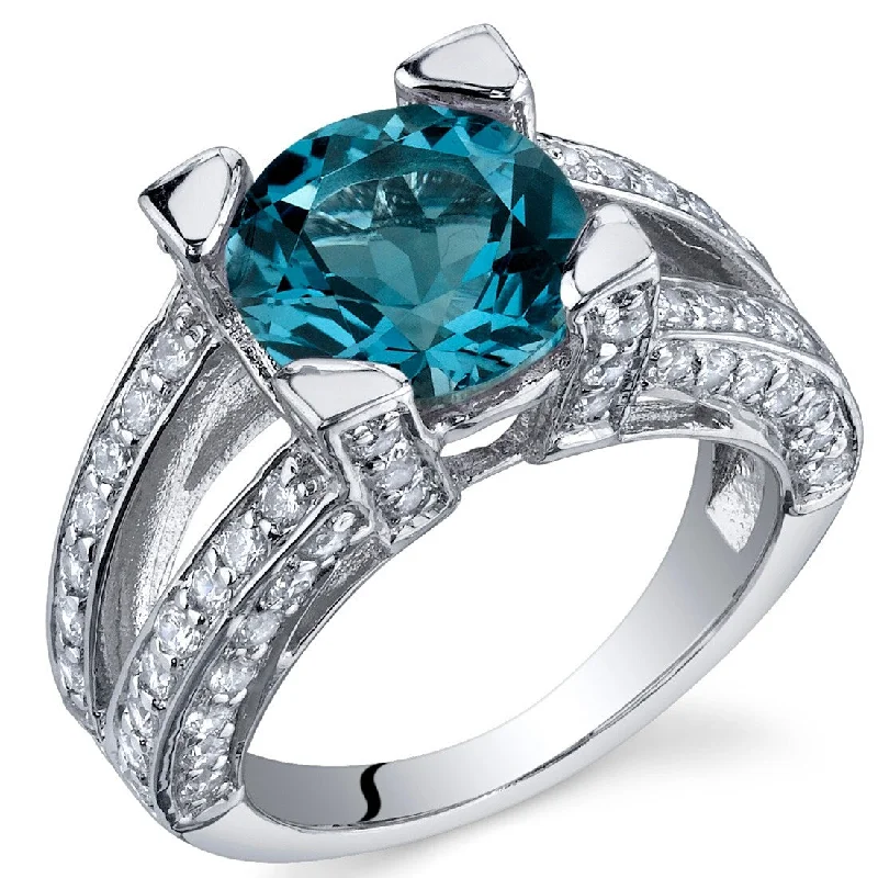 Sterling Silver 3.25 ct London Blue Topaz Birthstone Ring