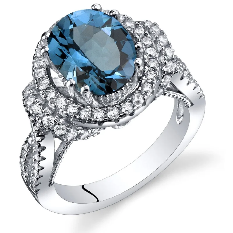 Sterling Silver 3.25 ct London Blue Topaz Birthstone Ring