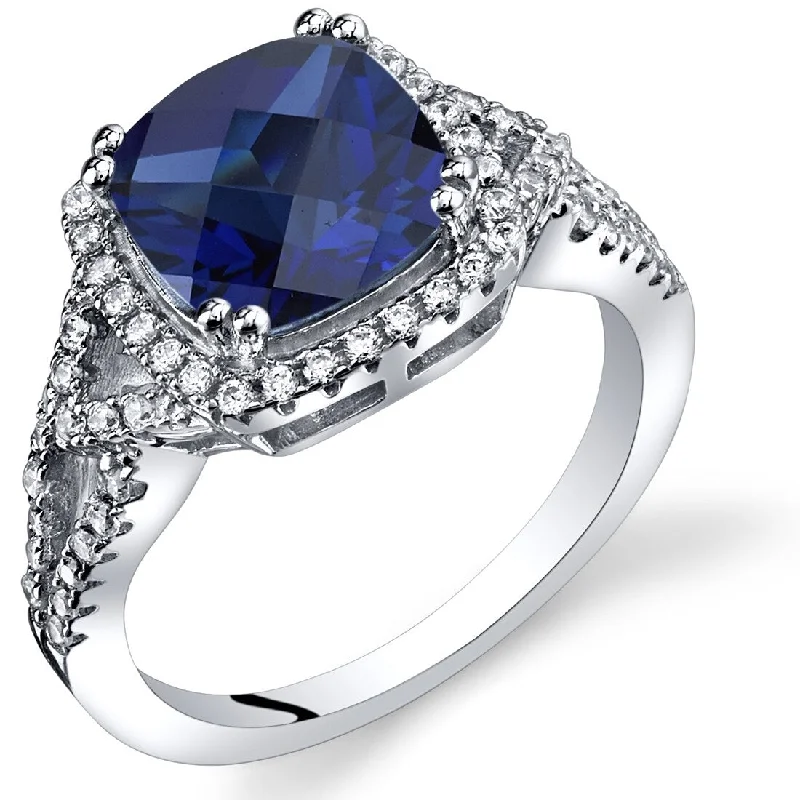 Sterling Silver 3 ct Created Sapphire Cocktail Ring