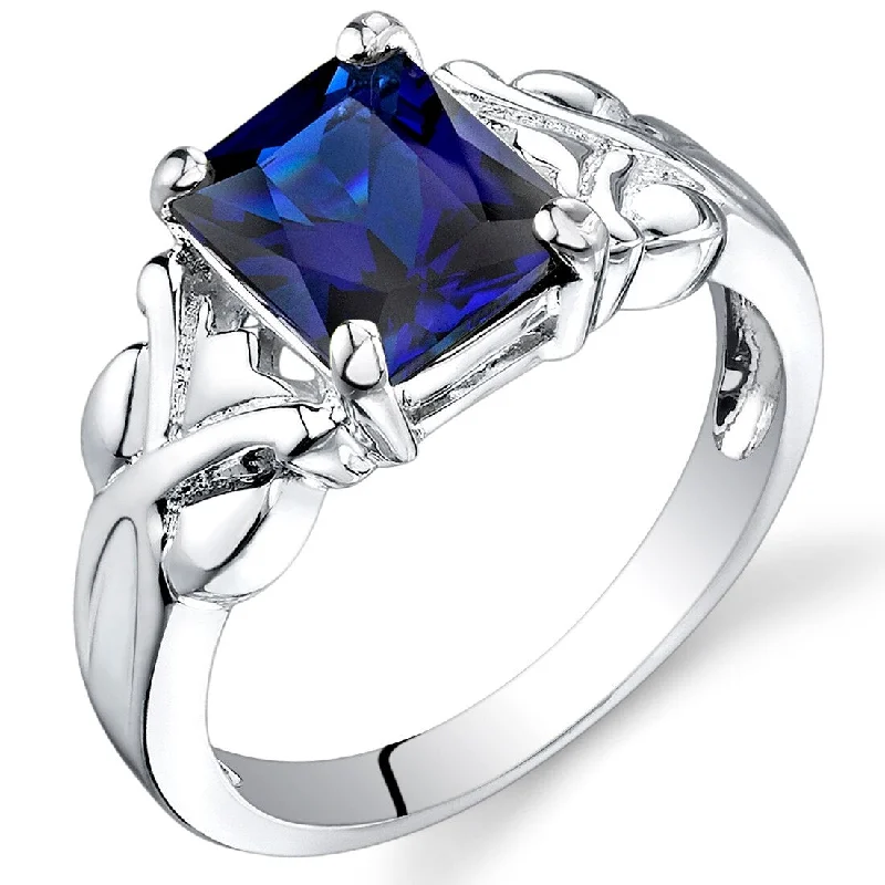 Sterling Silver 3 ct Created Sapphire Solitaire Ring