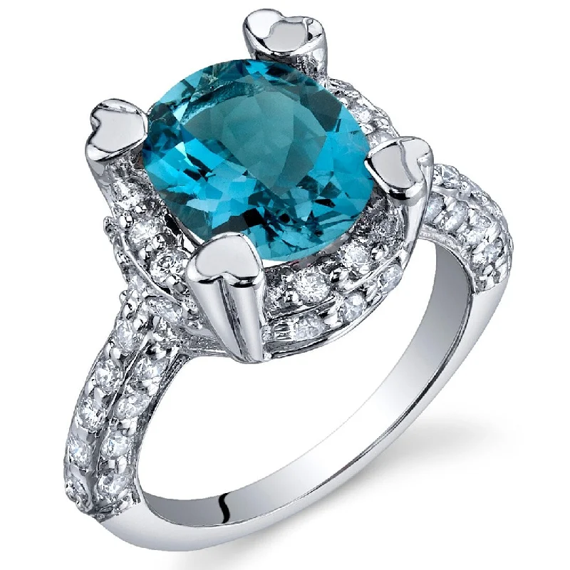 Sterling Silver 3 ct London Blue Topaz Birthstone Ring