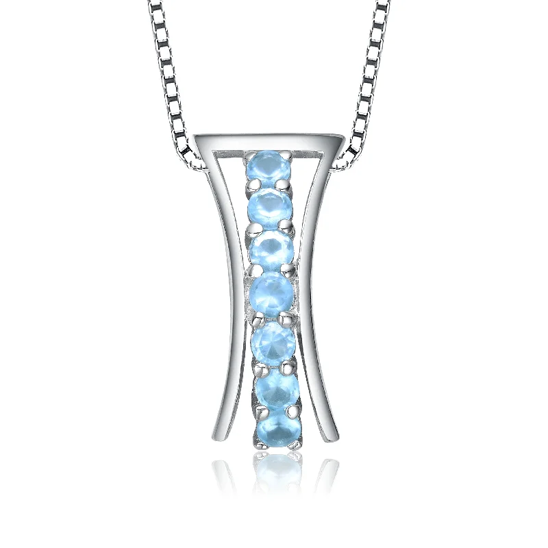 Sterling Silver and Blue Cubic Zirconia Pendant