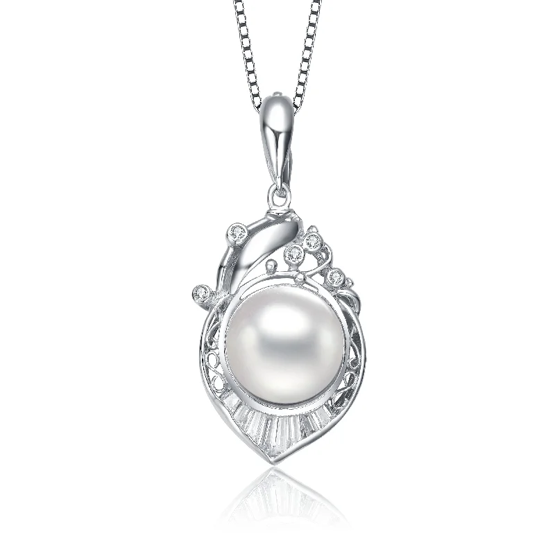 Sterling Silver Cubic Zirconia and Pearl Pendant