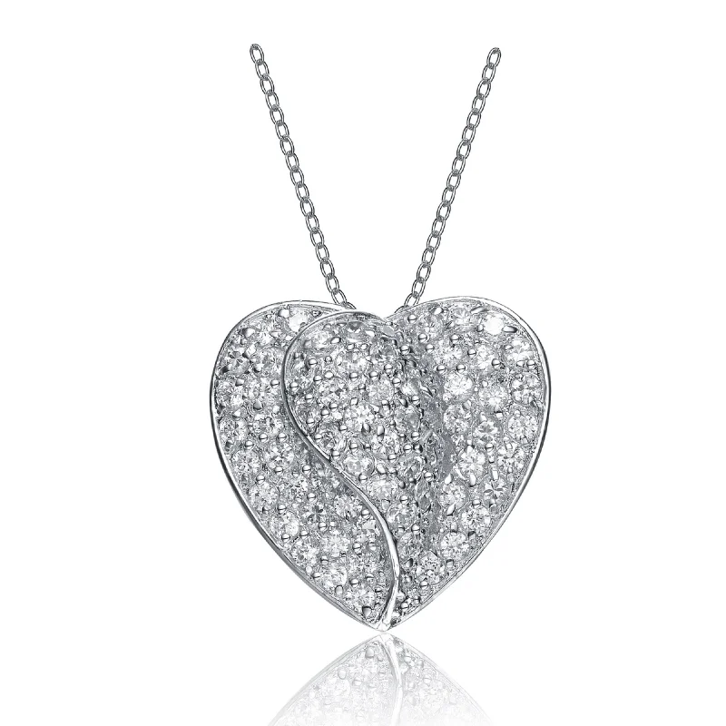 Sterling Silver Cubic Zirconia Dangling Pendant Necklace