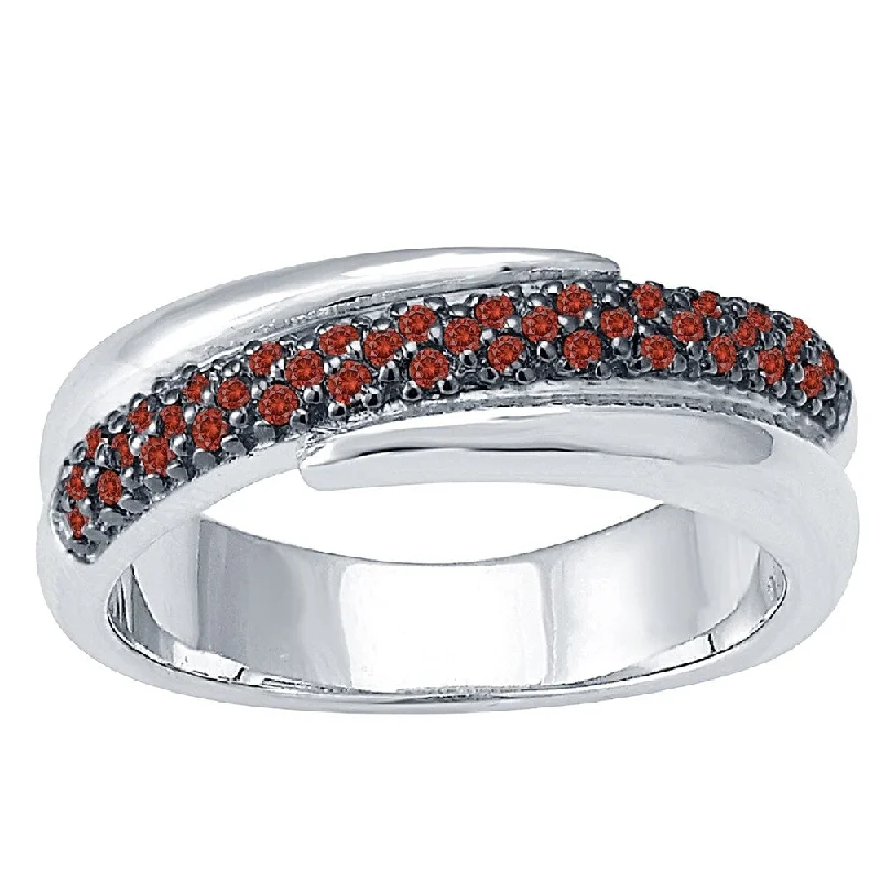 Sterling Silver Genuine Red Diamond Band Ring