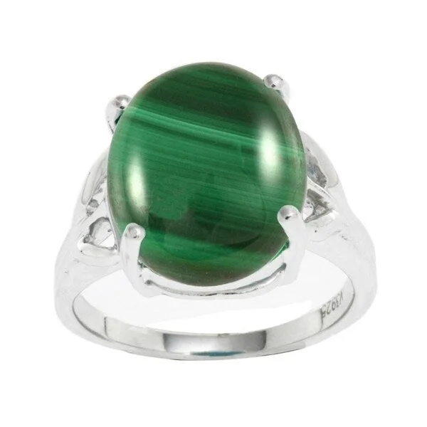 Sterling Silver Malachite Solitaire Ring