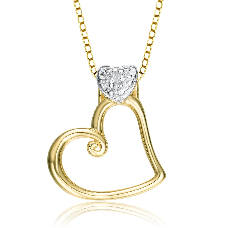 Sterling Silver Mini Cubic Zirconia Heart Band Pendant