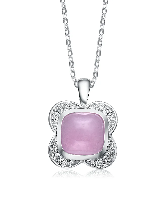 Sterling Silver White and Lilac Cubic Zirconia Pendant