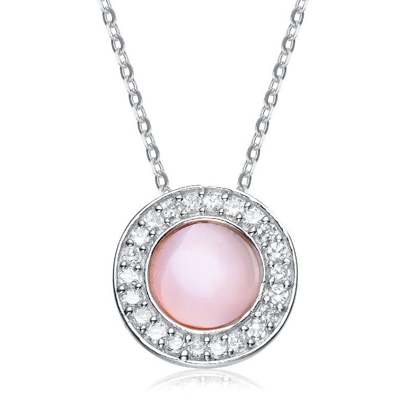 Sterling Silver White and Pink Cubic Zirconia Pendant