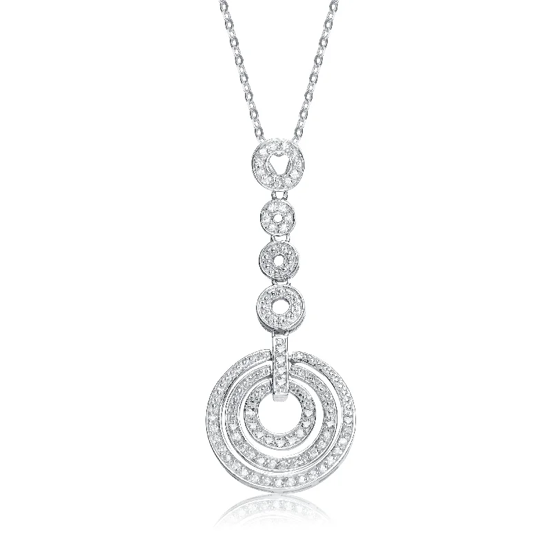 Sterling Silver White Cubic Zirconia Circles Pendant