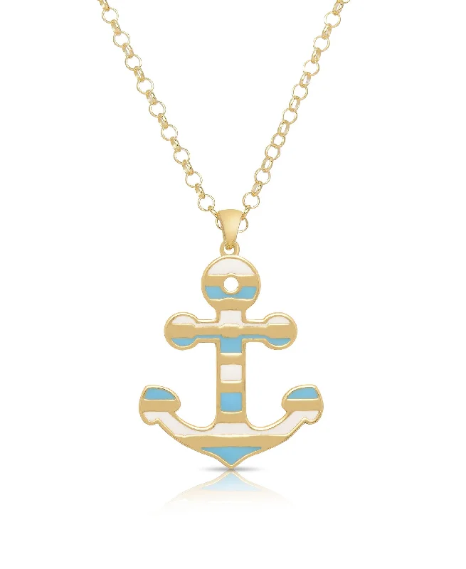 Anchor Pendant (Blue and White Stripes)