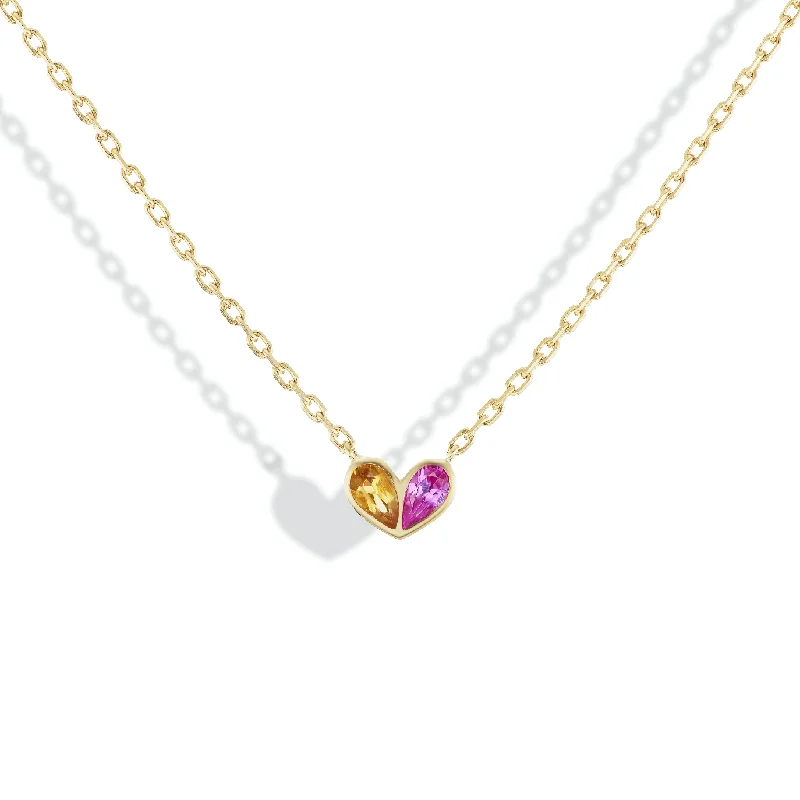 Sweetheart Necklace Citrine & Pink Sapphire