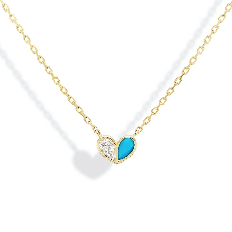 Sweetheart Necklace Diamond & Turquoise