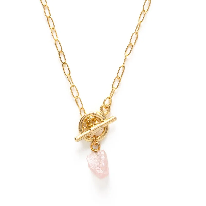 Toggle Clasp with Gemstone Necklace: Rose Quartz