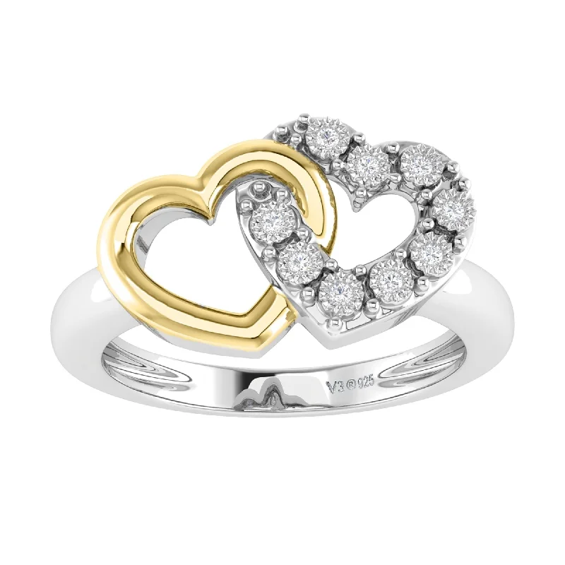 Two Tone with Natural White Diamond Heart Ring