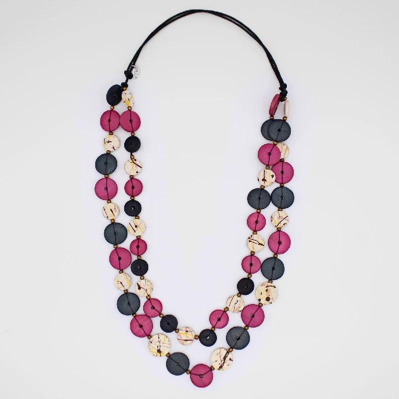 Wine Aurelia Double Strand Necklace