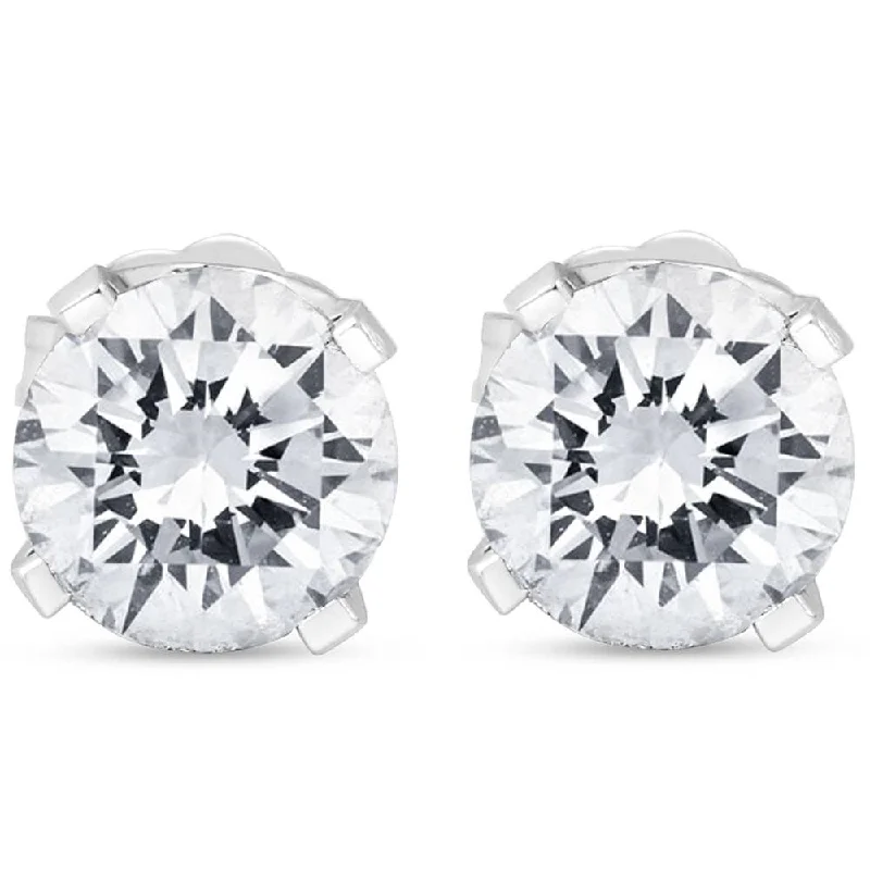 1 1/2CT Diamond Push Push Studs Enhanced 14k White Gold