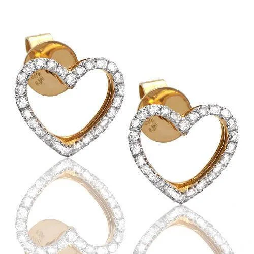 14K 0.35 CTTW DIAMOND OPEN HEART EARRINGS