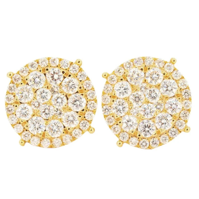 14K 2.00CTW DIAMOND ROUND CLUSTER EARRINGS WITH HALO