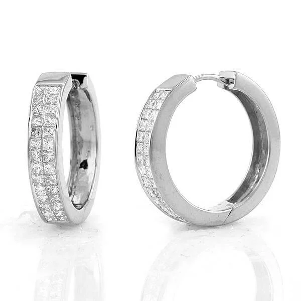 14KW 1.75CTW DIAMOND HOOPS [TWO ROW PRINCESS]