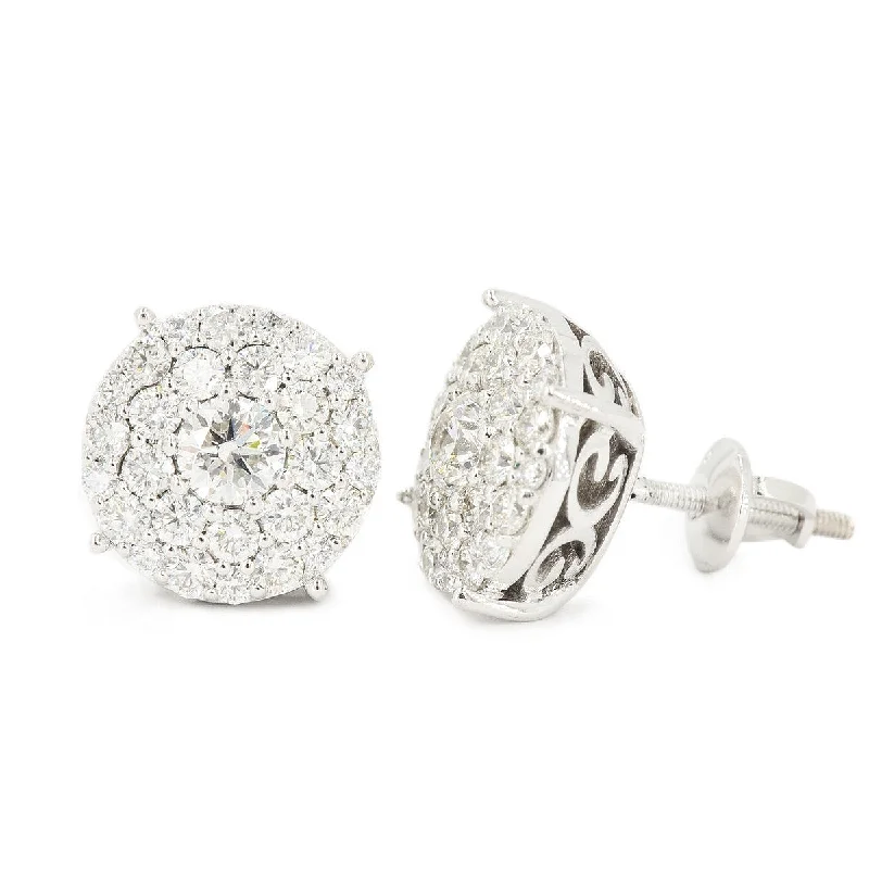 JDTK-CL1180W- 14K 2.2 CTTW DIAMOND CLUSTER MICRO PAVE EARRINGS